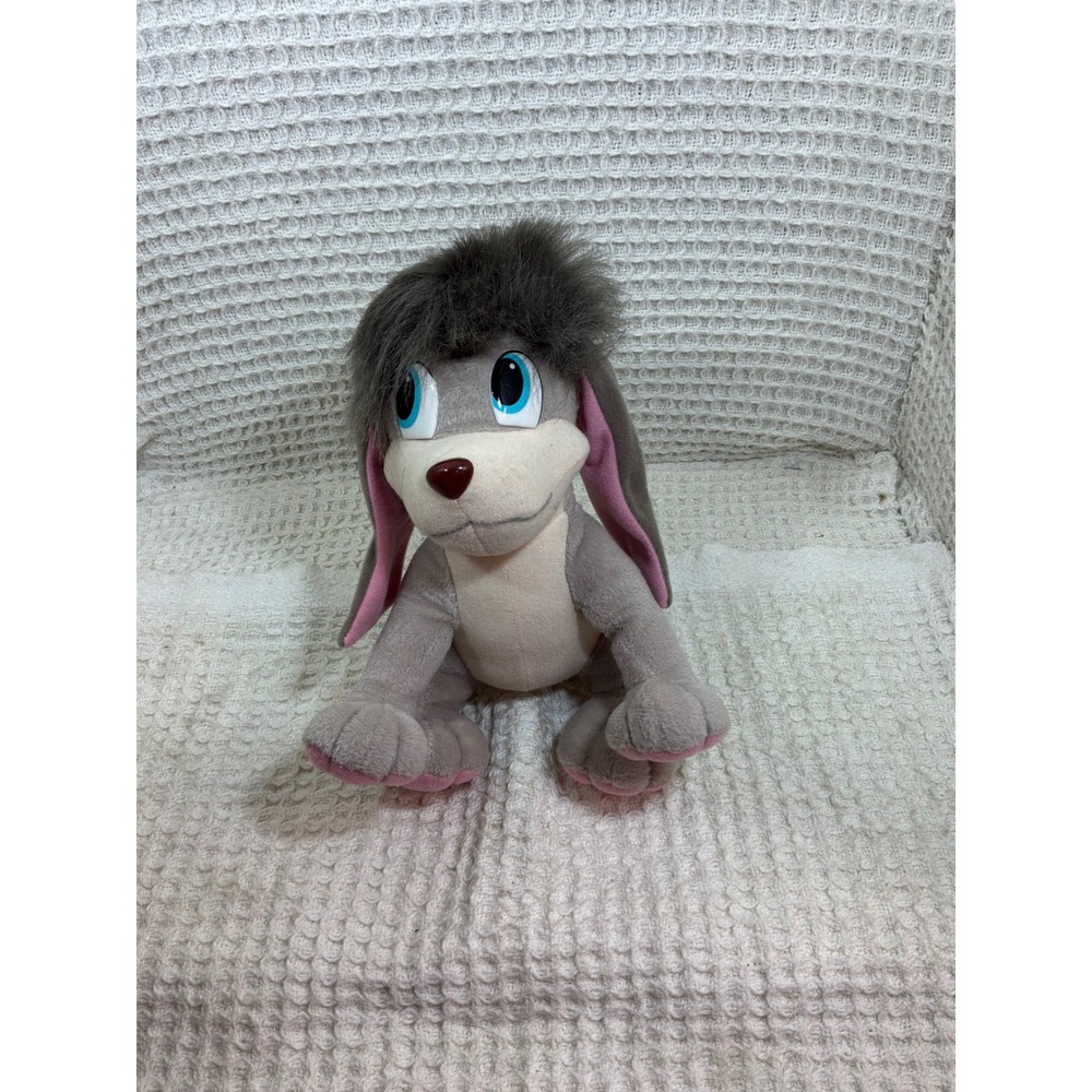 Vintage 1997 Kids Equity Marketing Roger the Dog Plush Toy 10" Grey Pink